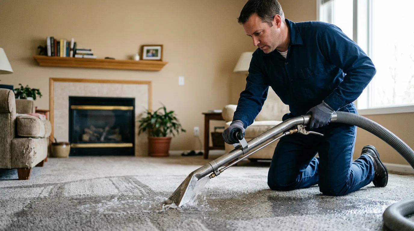 Water damage restoration technician working near Trinidad, TX